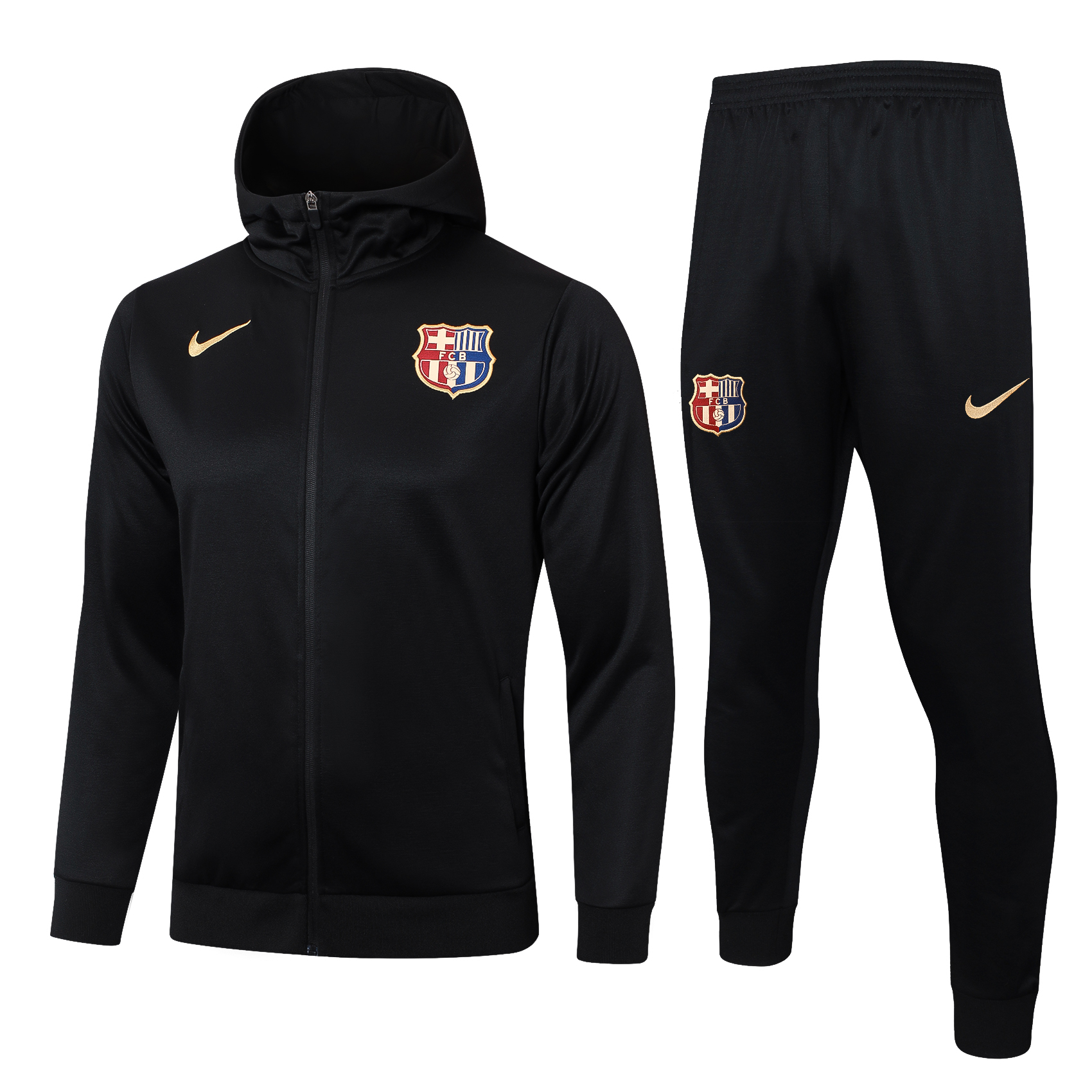 Kit do Barcelona Preto Casaco com Capuz + Calça